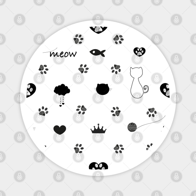 Doodle cat paw prints Magnet by GULSENGUNEL